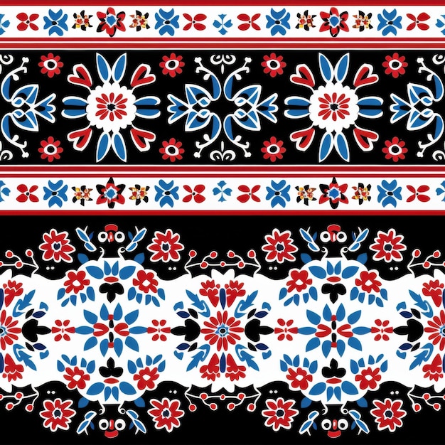 Photo seamless embroidery pattern of traditional eastern european designs