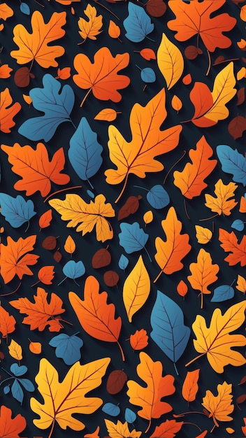 Seamless Fabric Pattern of Autumn Leaves