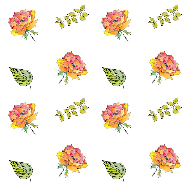 Seamless floral background Hand drawn flowers pattern