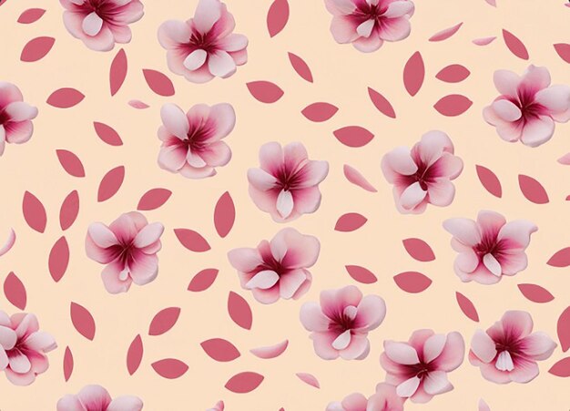 Seamless floral fabric pattern background with blooming cherry blossom flower petals for girls