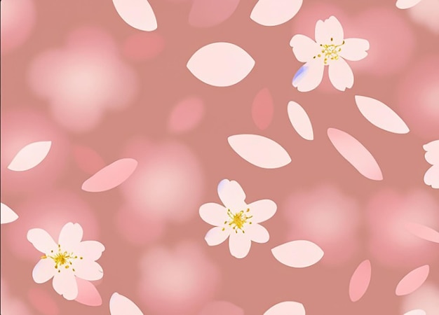 Seamless floral fabric pattern background with blooming cherry blossom flower petals for girls