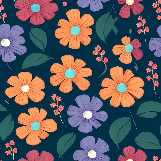 Seamless Floral Pattern Design Surface Flowers for textile repeat Wallpaper Apparel AI generated