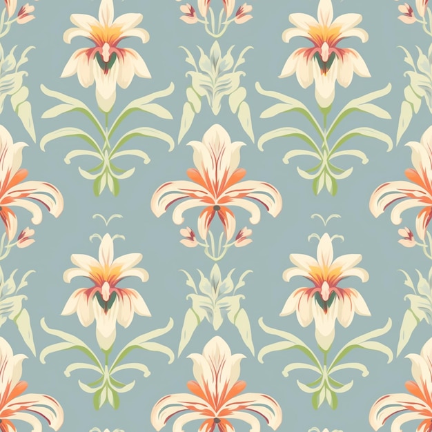 Seamless floral Pattern wallpaper background illustration Generative AI