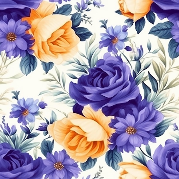 seamless floral pattern with colorful flowers on a white background