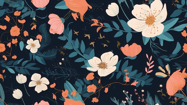 Seamless Floral Pattern with Dainty Flowers and Bold Blossoms