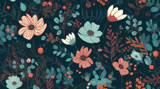 Seamless Floral Pattern with Dainty Flowers and Bold Blossoms