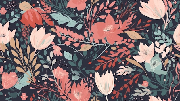 Seamless Floral Pattern with Dainty Flowers and Bold Blossoms