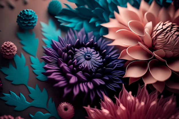 Seamless floral pattern with flowers on dark Generative AI