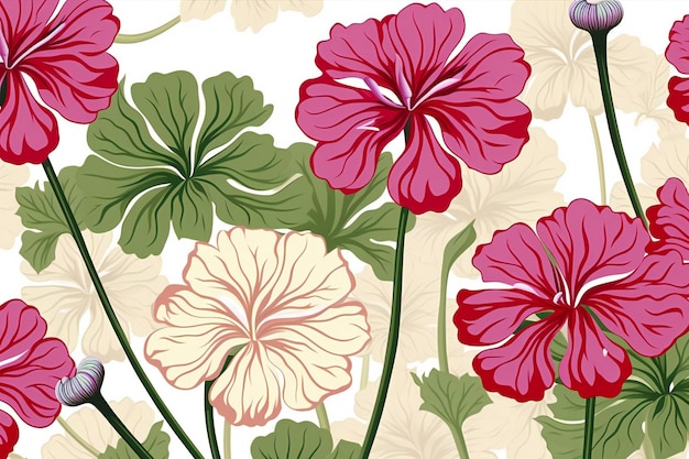 Seamless floral pattern with geranium flowers