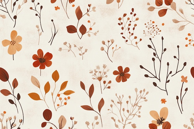 Photo seamless floral pattern with leaves and berries