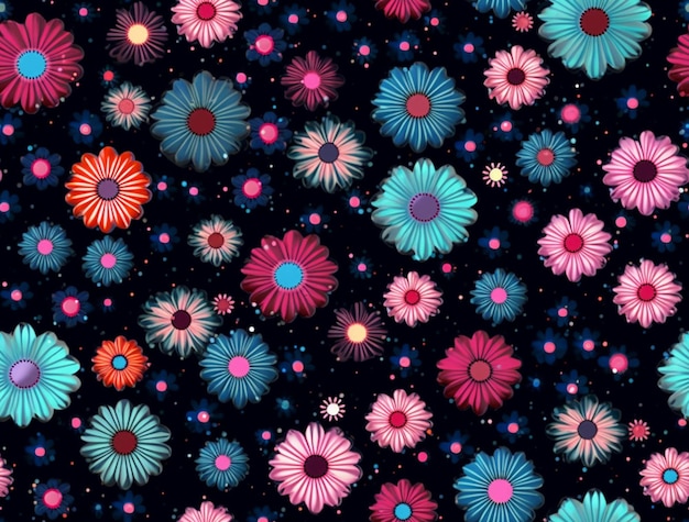 Seamless floral pattern with pink generative ai