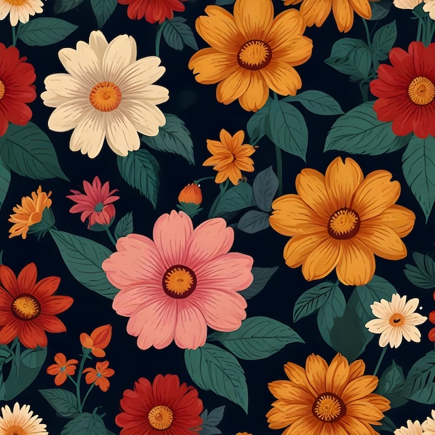 Seamless floral qauv digital wallpaper