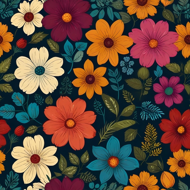 Seamless floral qauv digital wallpaper