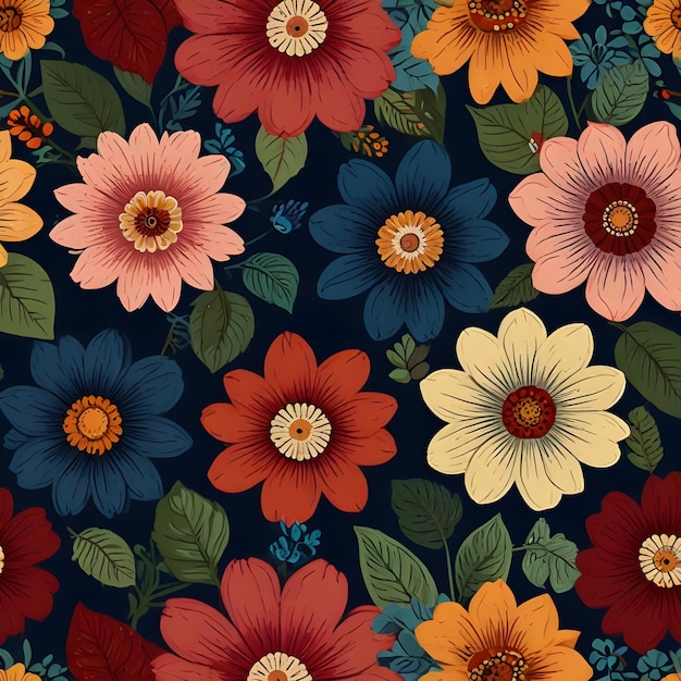 Seamless floral qauv digital wallpaper