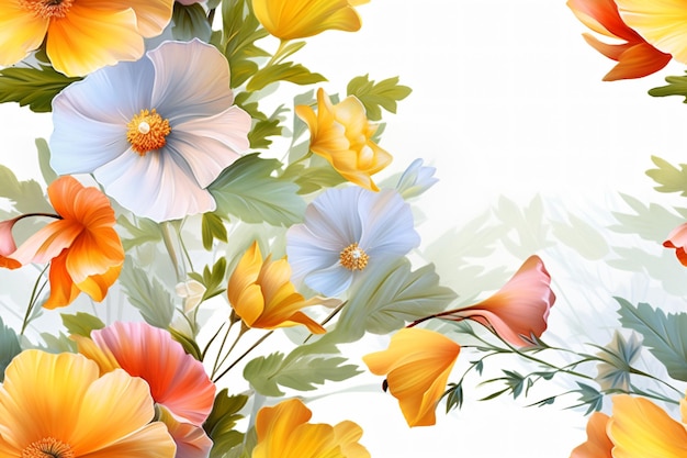 Seamless Flowers Pattern Ai generative