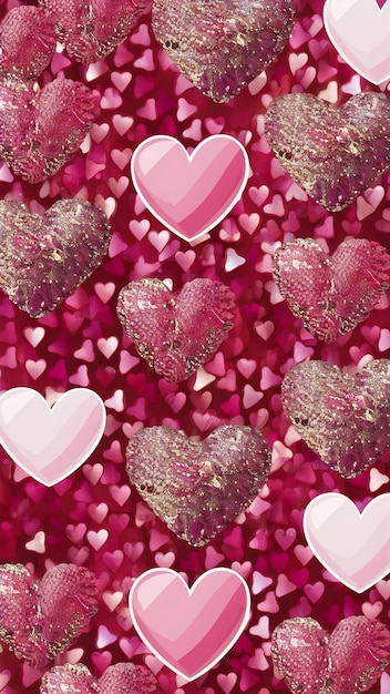 Photo seamless glittery pink hearts patterned