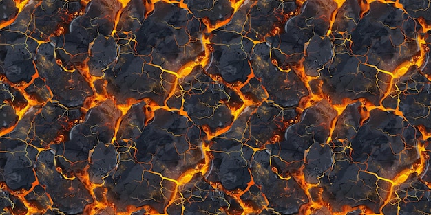 Seamless glowing melted magma pattern tileable cracked lava texture great for video game design