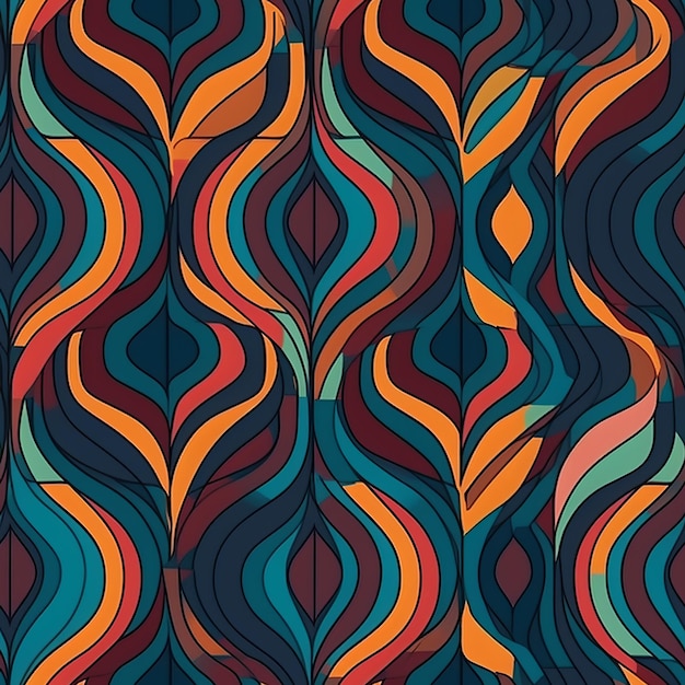 Seamless Groovy Geometric Shapes in Bold Colors