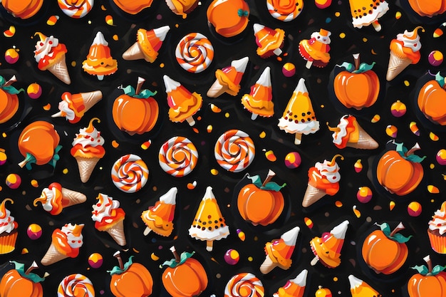 seamless halloween sweet treats candy pattern