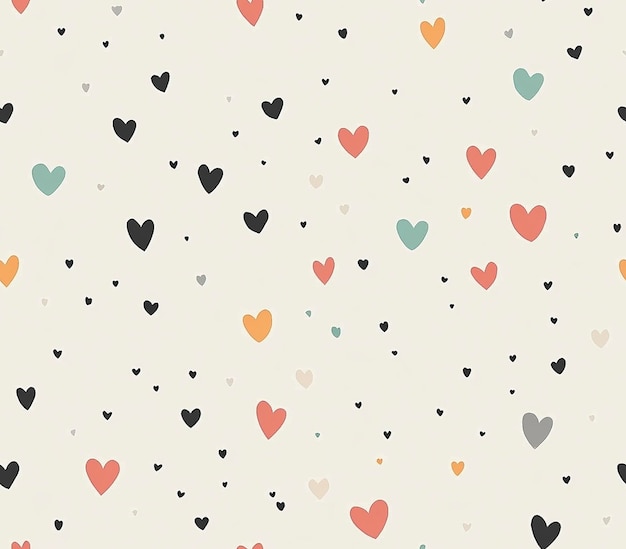 Photo seamless heart pattern on light grey background with colorful hearts