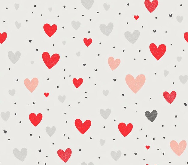 Photo seamless heart pattern on light grey background with colorful hearts