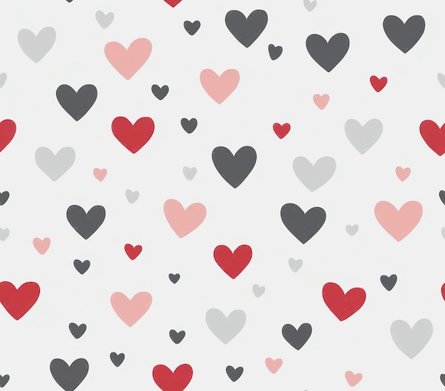 Photo seamless heart pattern on light grey background with colorful hearts