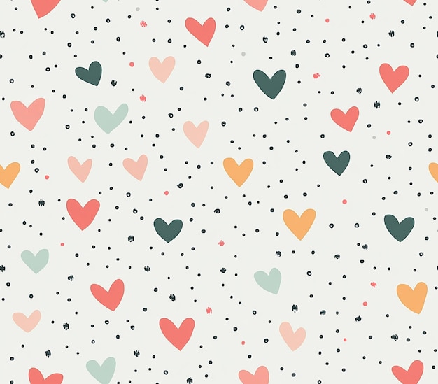 Photo seamless heart pattern on light grey background with colorful hearts