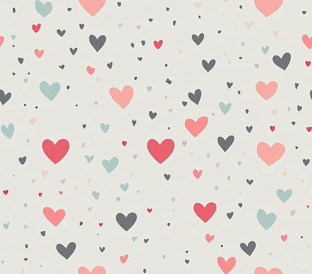 Photo seamless heart pattern on light grey background with colorful hearts