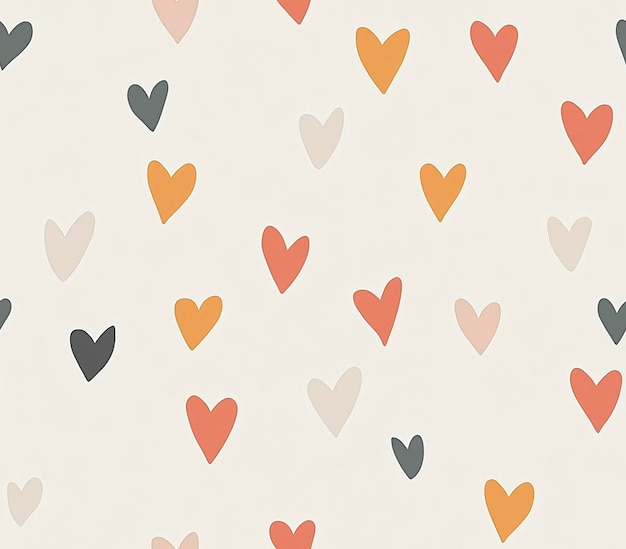 Seamless Heart Pattern on Light Grey Background with Colorful Hearts