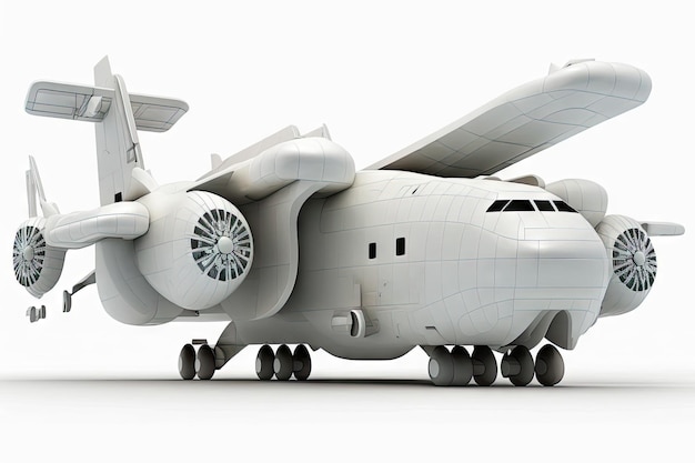 Seamless image of future futuristic cargo plane of future over white background created with generat