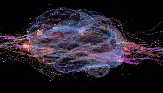 Photo the seamless integration of a digital brain model with real time health monitoring systems colorful data streams representing ais role in predictive diagnostics and personalized medicine