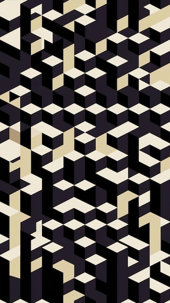 Photo seamless isometric pattern of layered cubes creating a stepped 3d effect