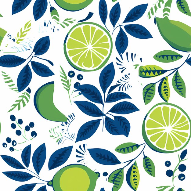 Photo seamless italian blue with fruits pattern