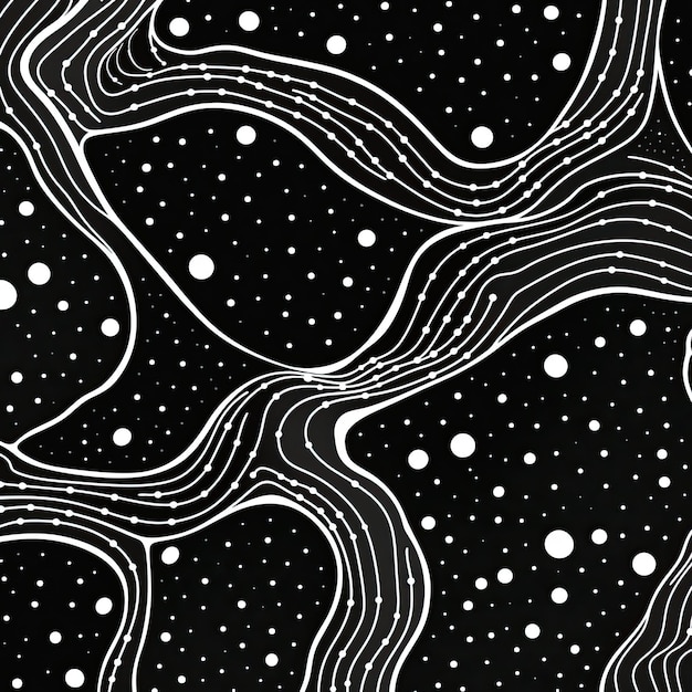 a seamless line pattern in black and white in the style of fluid gestures