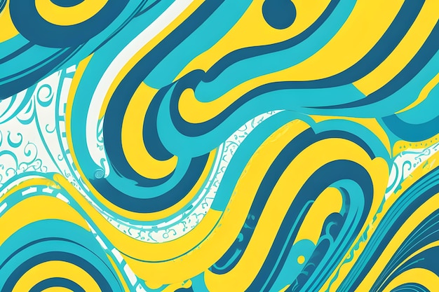 Seamless Maritime Fusion Blue and Yellow Authentic Waves