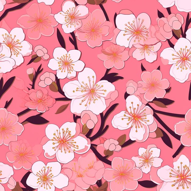 Seamless modern Flower Pattern Image AI Genrted