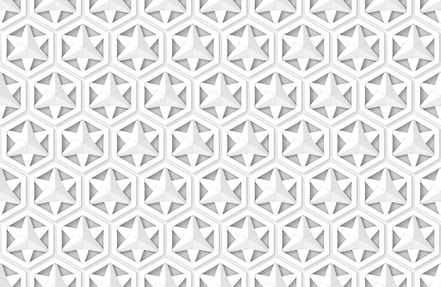 seamless modern white star in hexgonal shape pattern wall background