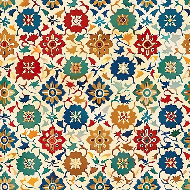 Photo seamless moroccan tile pattern vintage turkish or islamic tile blue and white ornament mural backgro