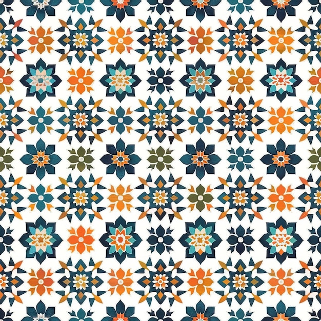 Seamless Moroccan tile pattern Vintage Turkish or Islamic tile Blue and white ornament Mural backgro