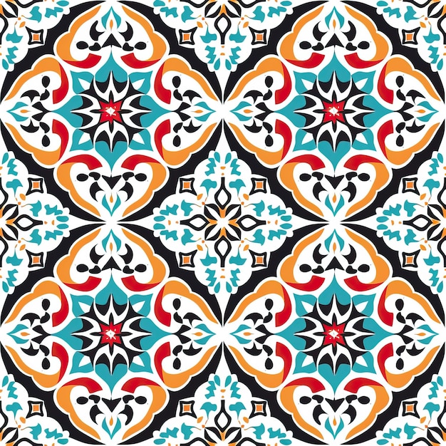 Seamless Moroccan tile pattern Vintage Turkish or Islamic tile Blue and white ornament Mural backgro