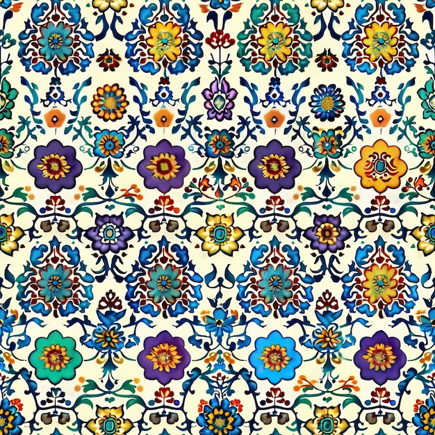 Photo seamless moroccan tile pattern vintage turkish or islamic tile blue and white ornament mural backgro