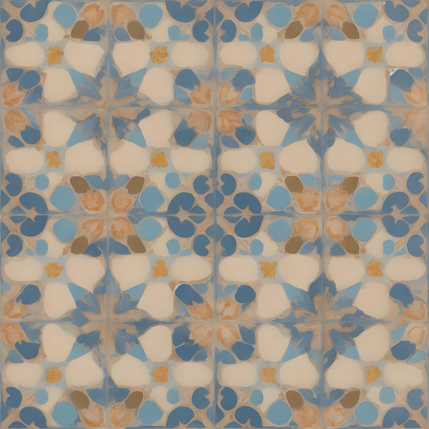 Seamless mosaic of Portuguese tile pattern design generated by Ai