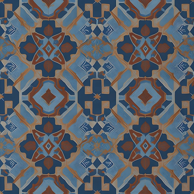 Seamless mosaic of Portuguese tile pattern design generated by Ai