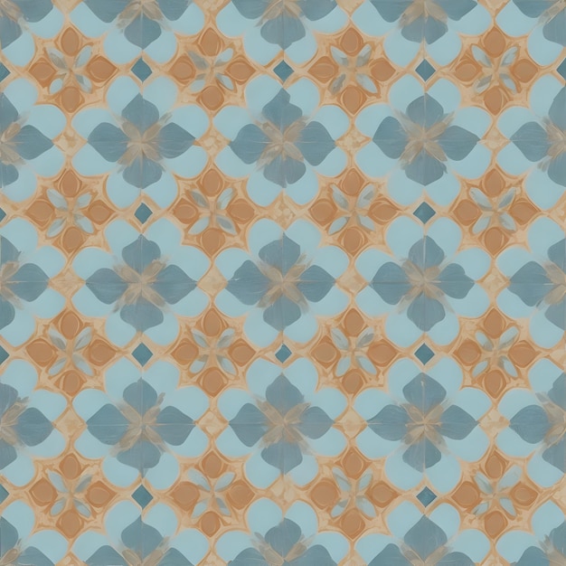 Seamless mosaic of Portuguese tile pattern design generated by Ai