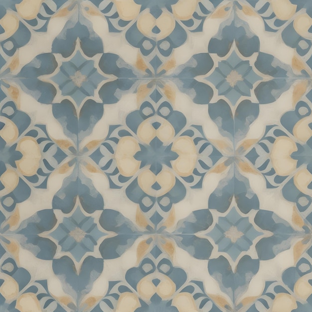 Seamless mosaic of Portuguese tile pattern design generated by Ai