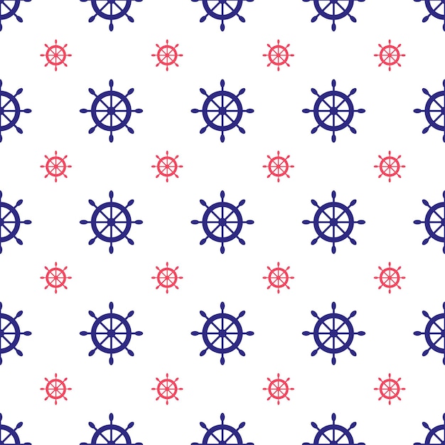 Seamless nautical pattern with scattered ship wheels. Design element for wallpapers, baby shower invitation, birthday card, scrapbooking, fabric print etc.