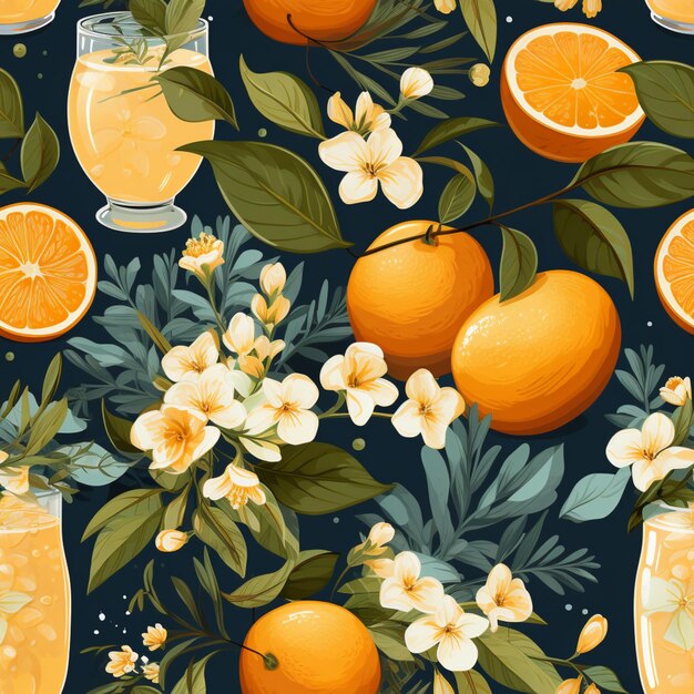 Photo seamless orange juice pattern zesty citrus refreshment