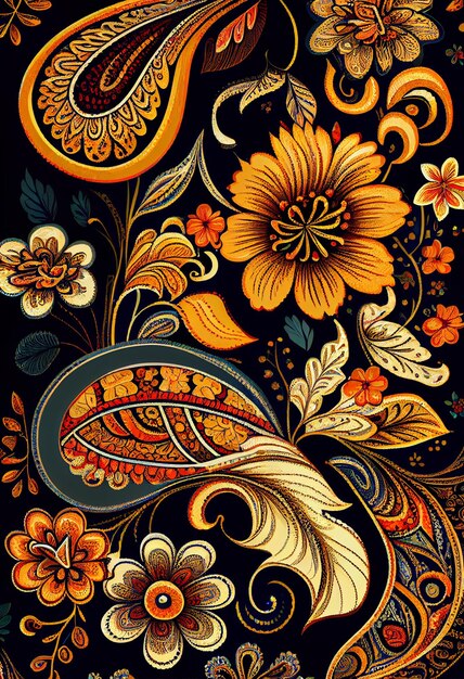 Seamless Paisley Batik Pattern Flower