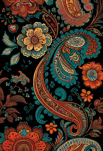 Seamless Paisley Batik Pattern Flower