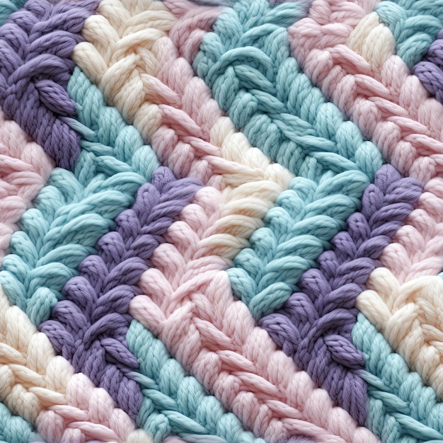 Seamless pastel crochet wool pattern background